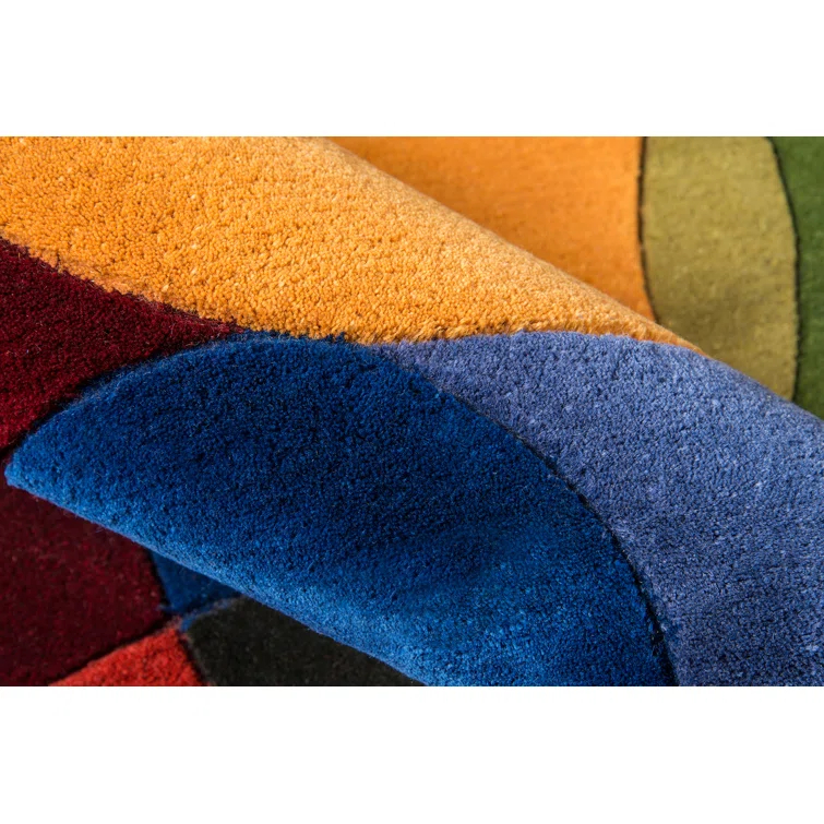 Beucher Abstract Handmade Tufted Wool Blue/Red/Green/Yellow Area Rug