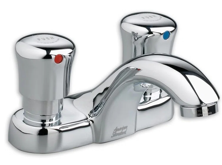 Metering Centerset Bathroom Faucet with Drain Assembly