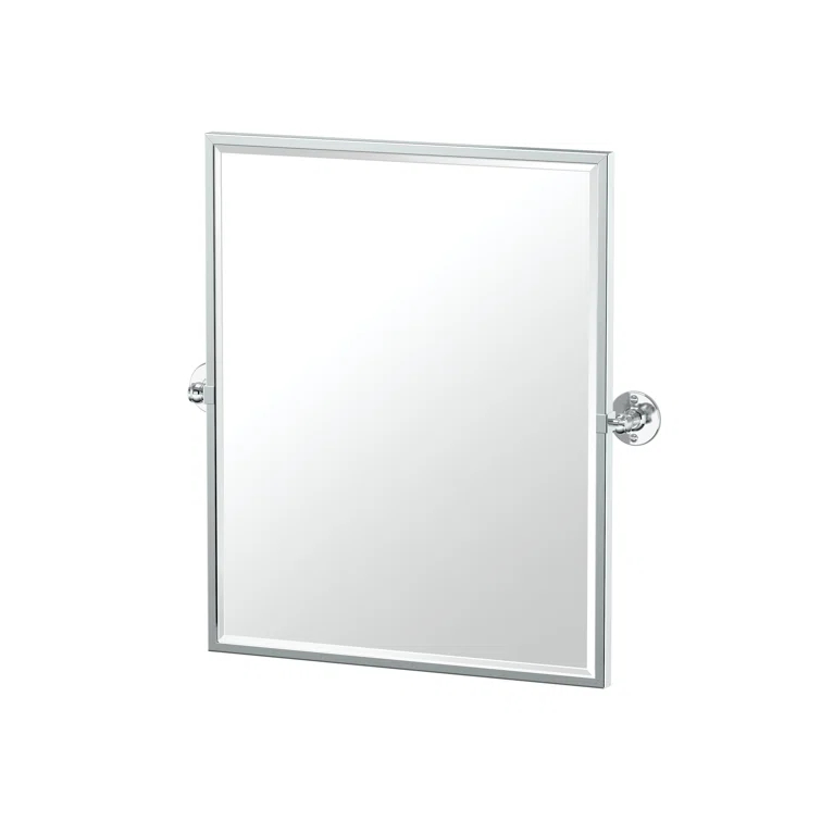 Café Wall Mounted Framed Rectangle Bathroom Vanity Mirror | Pivoting (Tilting) and Beveled Mirror