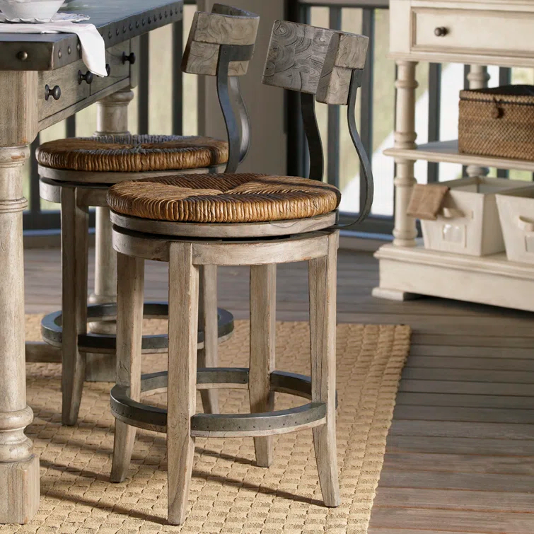 Lexington Twilight Bay Swivel Upholstered Counter Stool with Solid Wood Frame