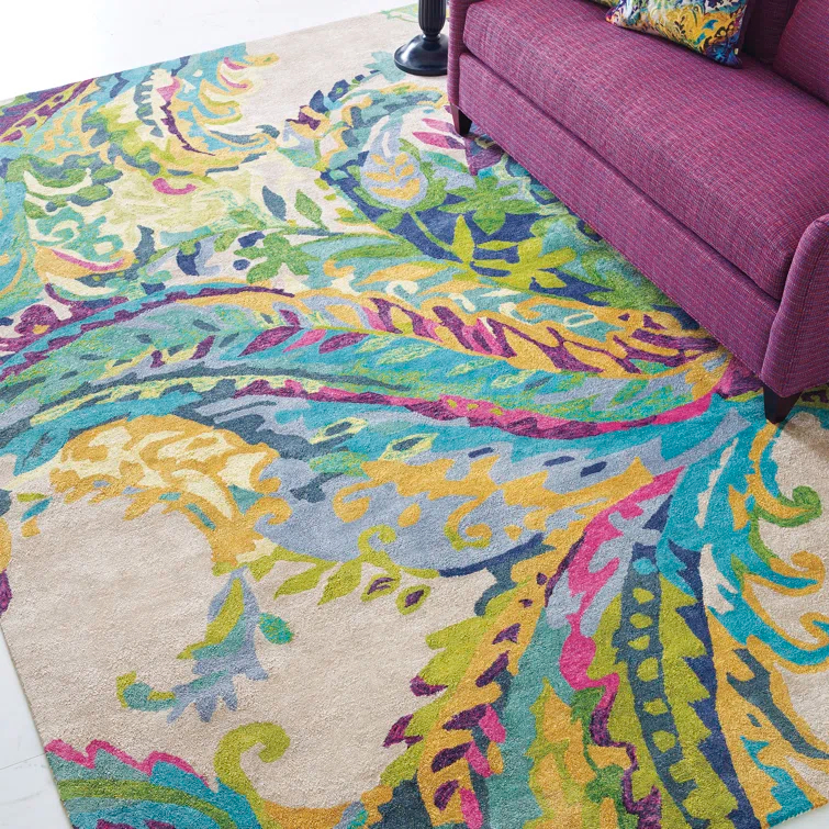 Galleria Floral Handmade Tufted Wool Blue/Green/Yellow Area Rug
