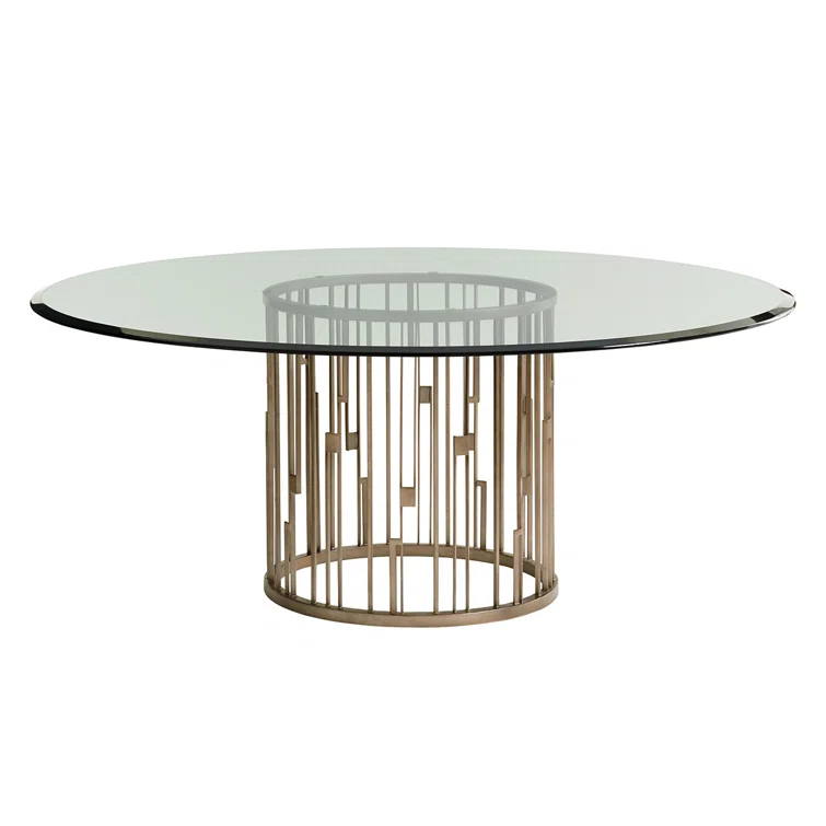 Lexington Shadow Play Rendezvous Metal Dining Table with Glass Top