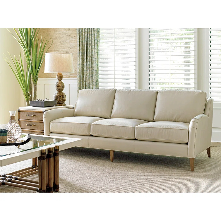 Tommy Bahama Home Twin Palms Coconut Grove Leather Sofa