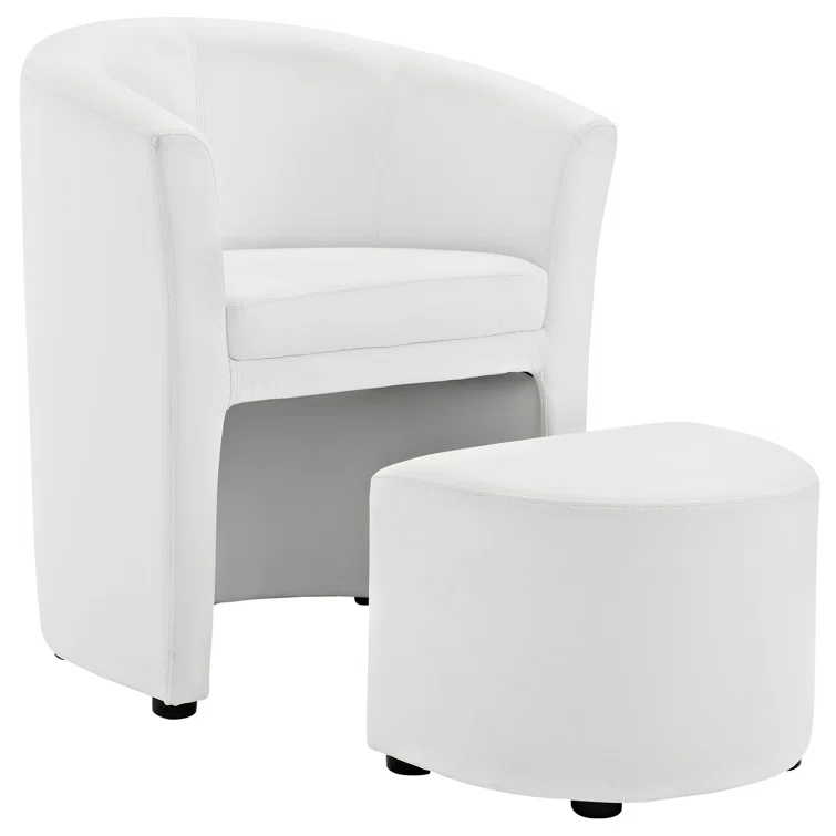 Modway Divulge Modern Leatherette Armchair and Ottoman