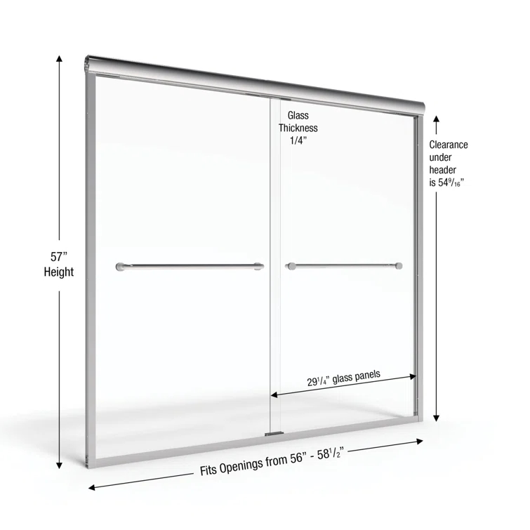 Infinity 29.25" W x 57" H Bypass Semi- Frameless Tub Door