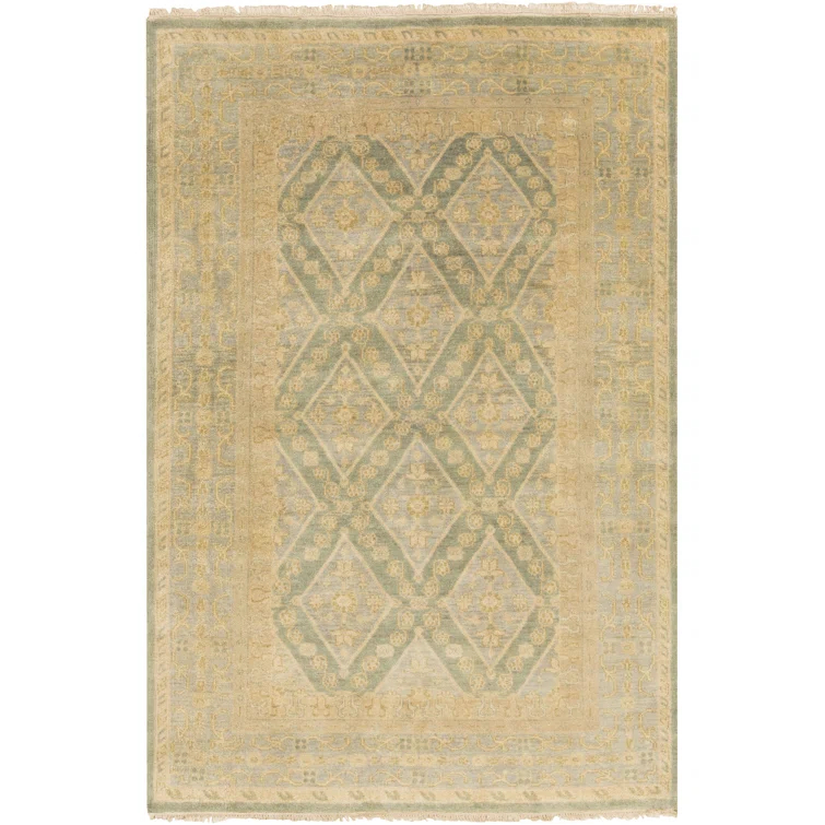 Aegean Blue 36"x24" Hand-Knotted Wool Rectangular Rug