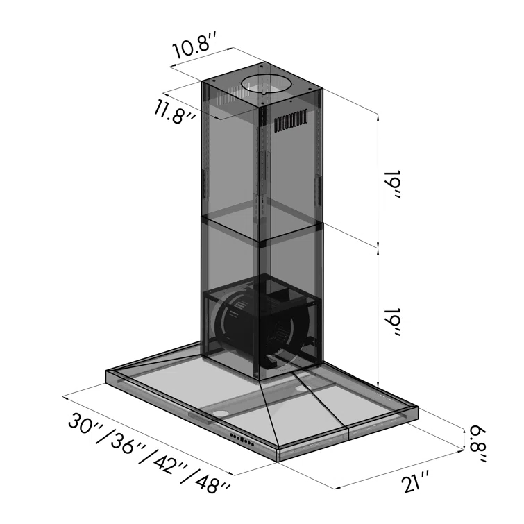 30 in. Convertible Vent Isl& Mount Range Hood in Stainless Steel (GL2i-30)