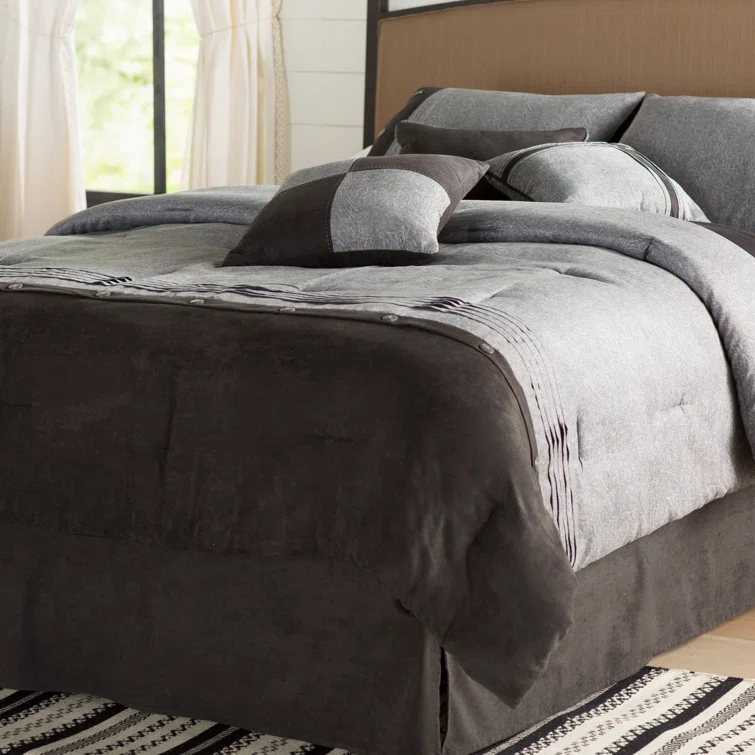 Boone 7 Piece Faux Suede Comforter Set