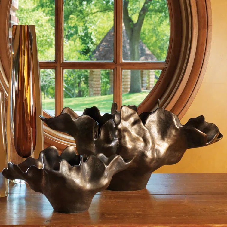 Handcrafted Bronze Ceramic Decorative Bowl, Small Size
