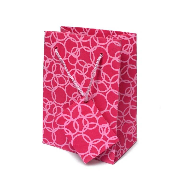 Recycled Cotton Gift Bags with Tag in Circles Design