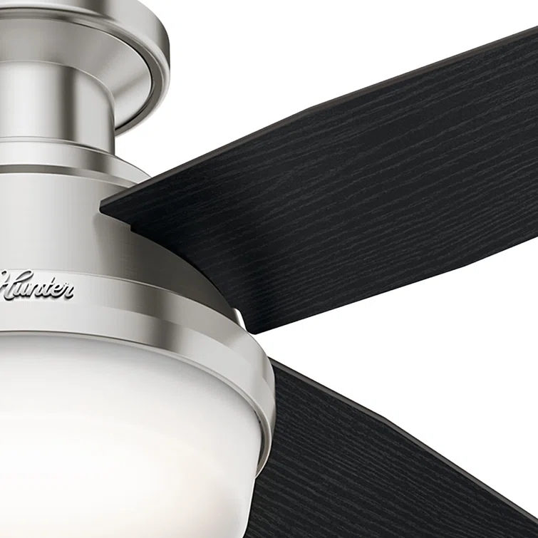 Dempsey Low Profile 44" 4 - Blade Indoor Flush Mount Small Room Ceiling Fan with Lights and Remote