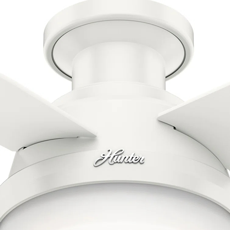 Dempsey Low Profile 44" 4 - Blade Indoor Flush Mount Small Room Ceiling Fan with Lights and Remote