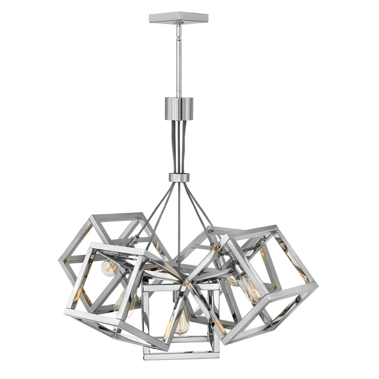 Ensemble Five Light Cluster Geometric Square Chandelier