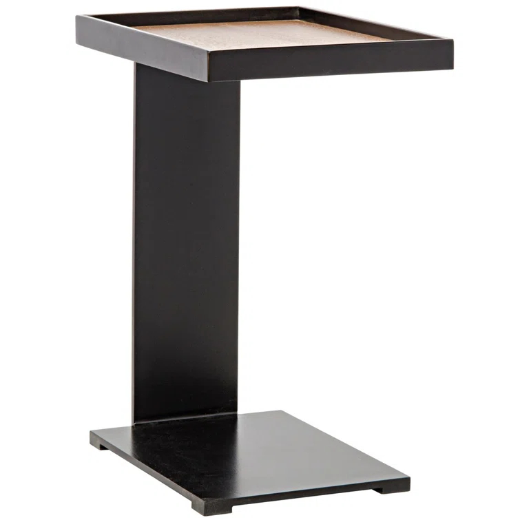 Noir Ledge Solid Wood Tray Top End Table