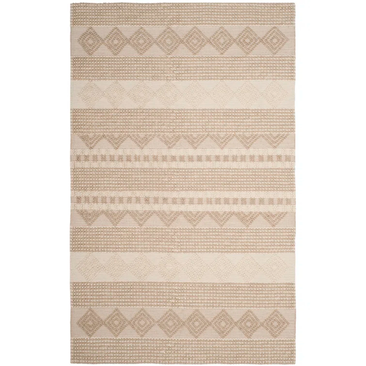 Winchester Geometric Hand-Woven Flatweave Wool/Cotton Beige/Ivory Area Rug
