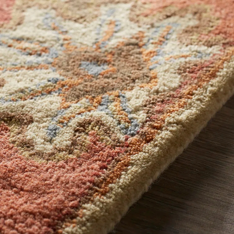 Aaron Oriental Hand-Tufted Wool Terracotta/Orange/Dusty Sage Area Rug