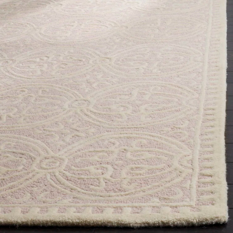 SAFAVIEH Cambridge Leslie Geometric Wool Runner Rug, Light Pink/Ivory, 2'6" x 10'