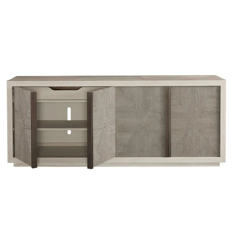 Contemporary Brinkley 80'' Gray-Brown Credenza with Adjustable Shelves