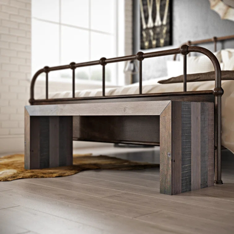 Transitional Rustic Recycled Pine 71'' Bench in Gray