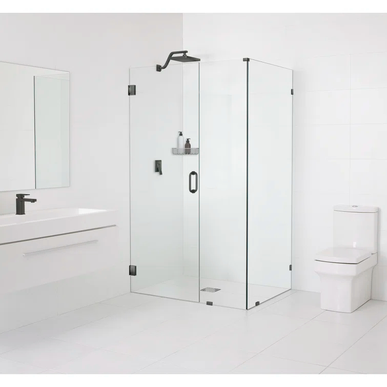 Illume 42 in. x 32 in. x 78 in. 90-degree Fully Frameless Wall Hinged Glass Shower Enclosure