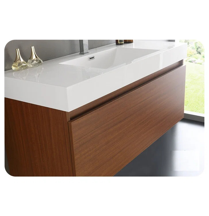 Mezzo 48" Wall Mount Single Sink Modern Bathroom Vanity with Medicine Cabinet - Faucet Not Included