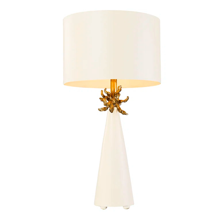 Lucas McKearn Neo Contemporary Metal Table Lamp with Gold Accents in White