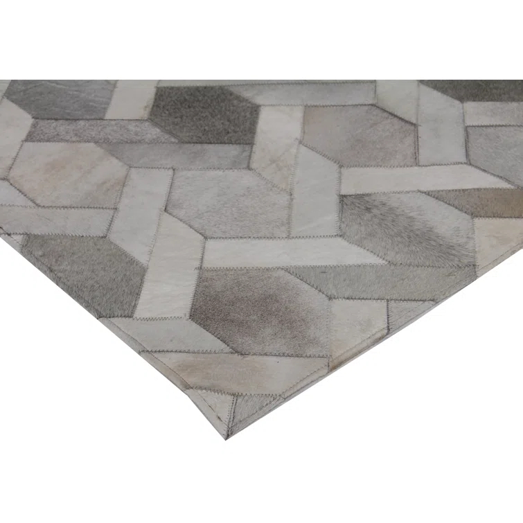 Natural Hide Cowhide Geometric Rug