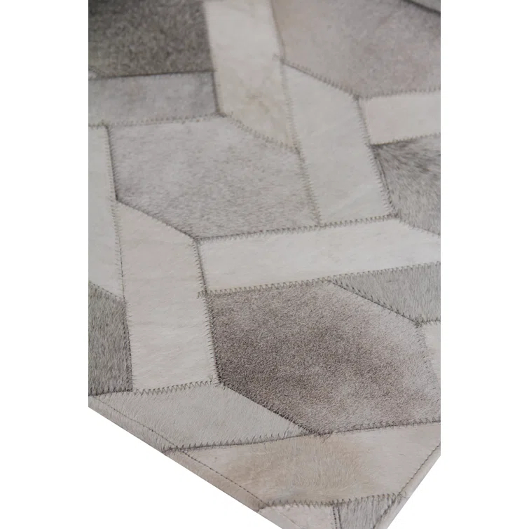 Natural Hide Cowhide Geometric Rug