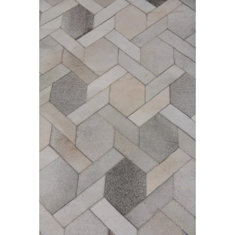 Natural Hide Cowhide Geometric Rug