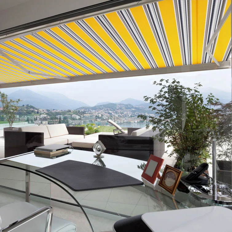 Advaning 10.5'' Fabric, Metal Cover Retractable Patio Awning