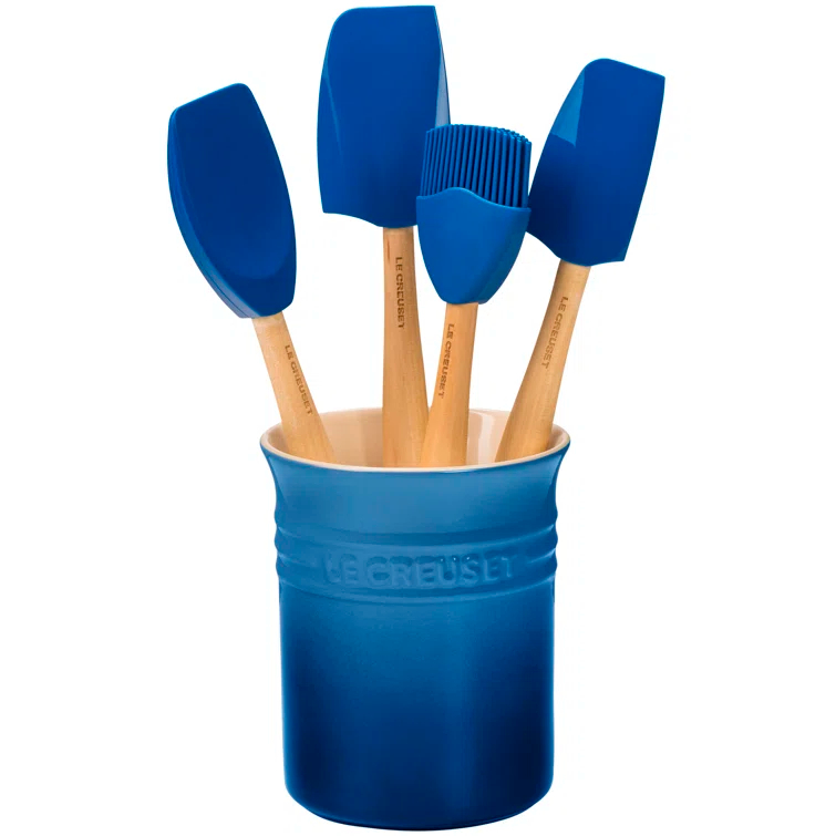 Silicone 5 piece Utensil Set with Crock