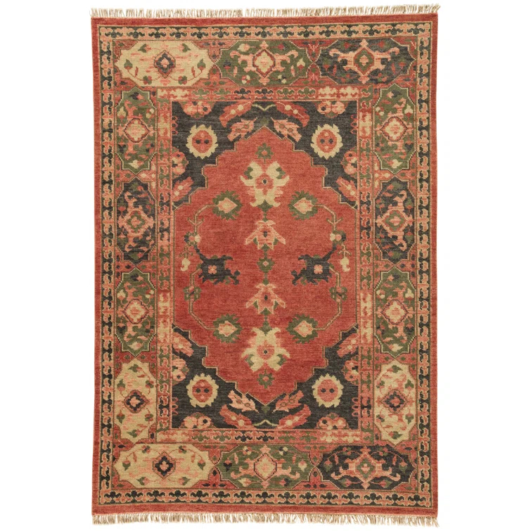 Village By Artemis Wool Oriental Area Rug in Burnt Henna/Phantom/Taos Taupe