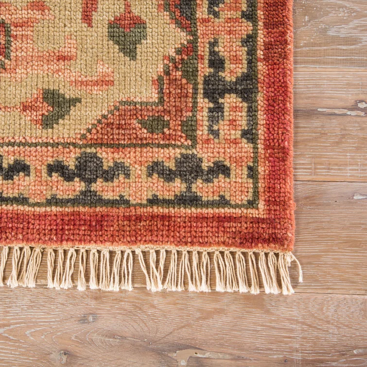 Village By Artemis Wool Oriental Area Rug in Burnt Henna/Phantom/Taos Taupe