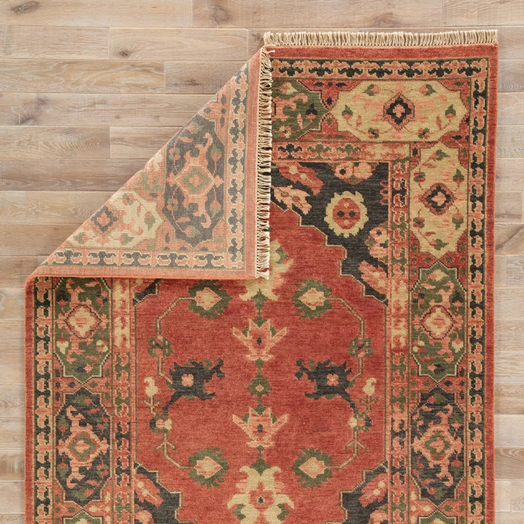 Village By Artemis Wool Oriental Area Rug in Burnt Henna/Phantom/Taos Taupe
