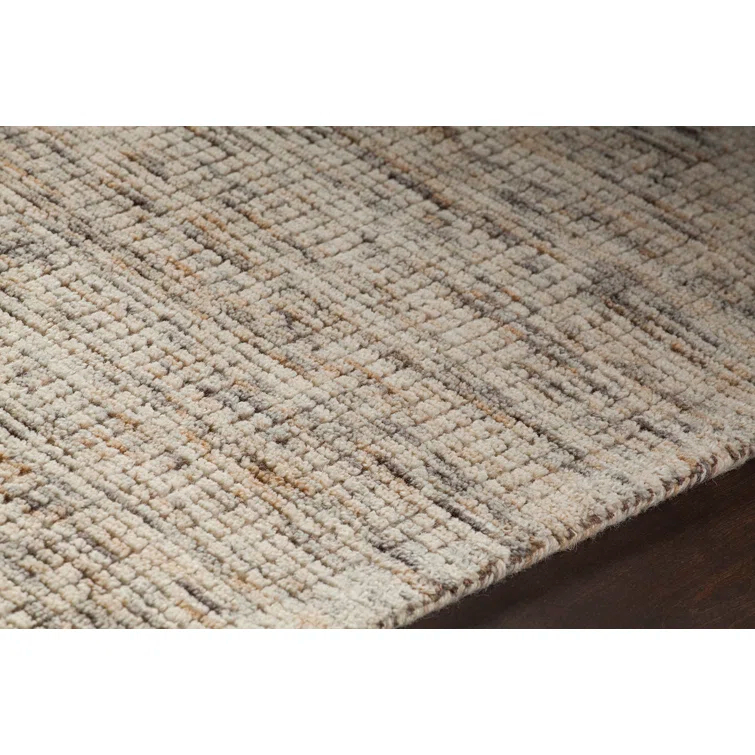 Hand-Knotted Beige Geometric Wool Blend 5' x 7' Area Rug
