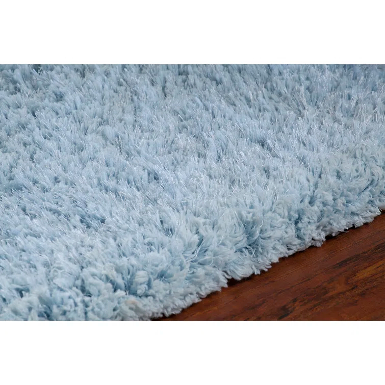 Luxurious Sky Blue Tufted Shag Area Rug 5' x 7'