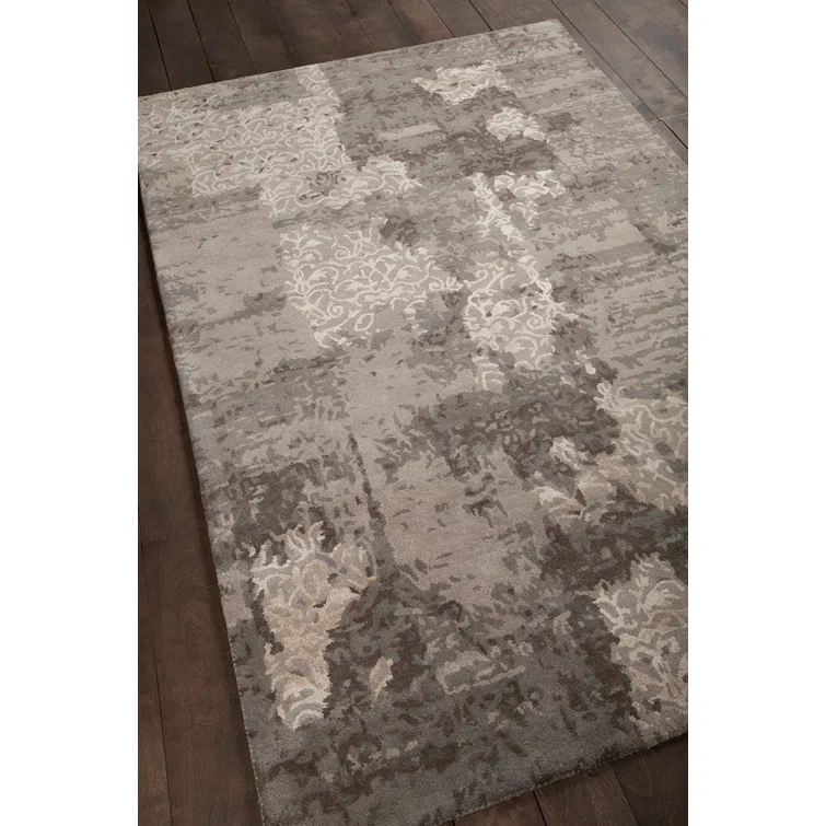 Handmade Gray Tufted Wool-Viscose Blend Rectangular Area Rug 9' x 13'