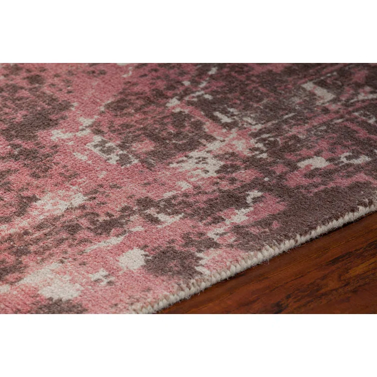 Tayla Abstract Handmade Tufted Wool Pink/Brown Area Rug
