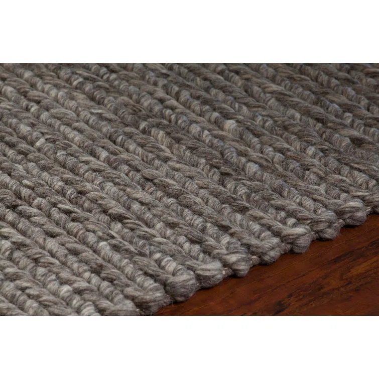 Hand-Woven Brown Wool Braided Shag Rug 7'9" x 10'6"