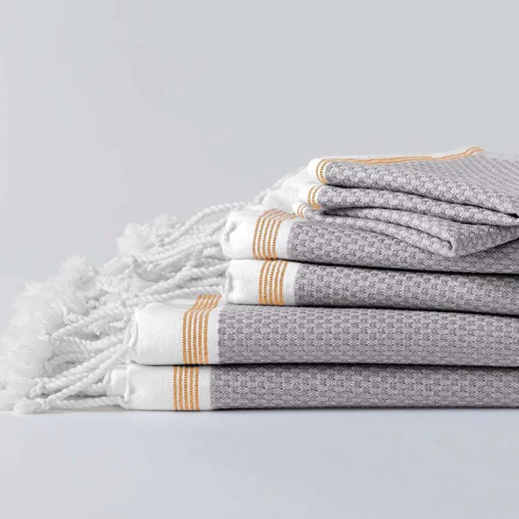 Organic Turkish Cotton Bath Towel Set with Fringe