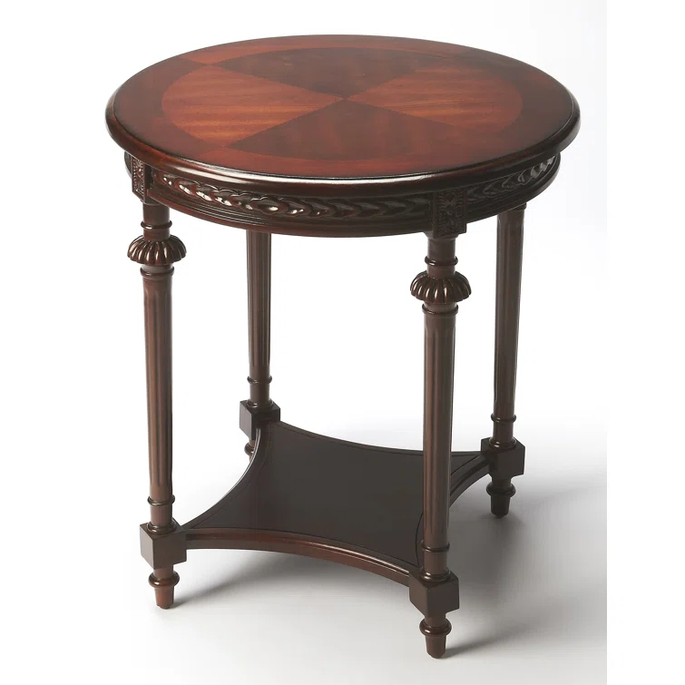 Hellinger Dark Cherry Round Wood End Table