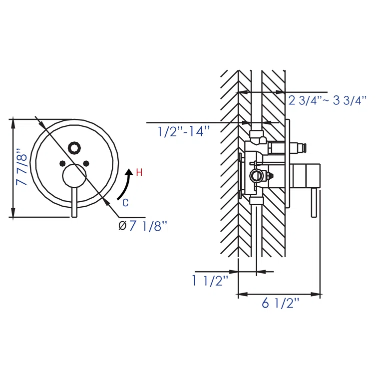 Round Pressure Balanced Faucet Trim Only