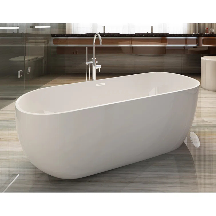 59'' x 28'' Freestanding Soaking Acrylic Bathtub