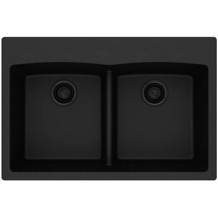 Quartz Classic 33" x 22" x 10" Double Basin Drop-In Kitchen Sink