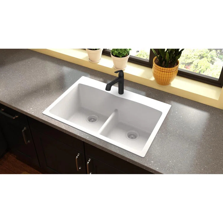 Quartz Classic 33" x 22" x 10" Double Basin Drop-In Kitchen Sink