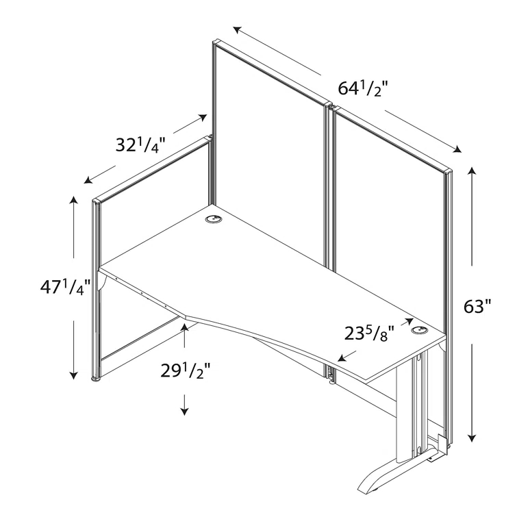 Office In An Hour L-Shaped 1 Person Cubicle with Cable Management