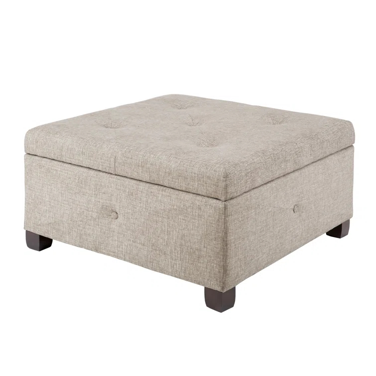 Della Button Tufted Square Storage Ottoman