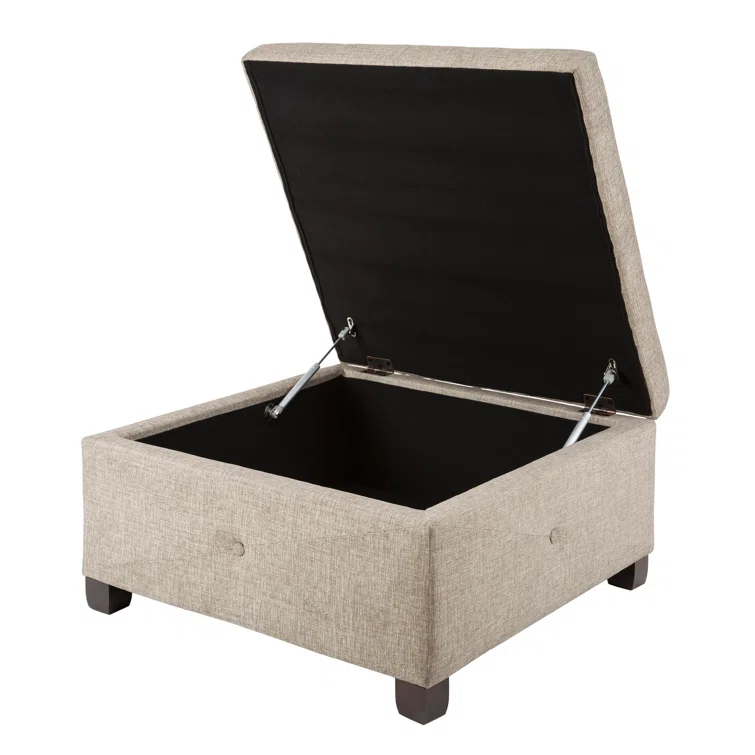 Della Button Tufted Square Storage Ottoman