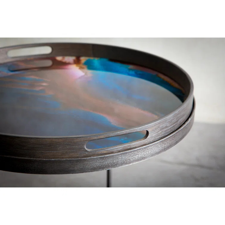 19-Inch Indigo Mirror Glass Decorative Tray