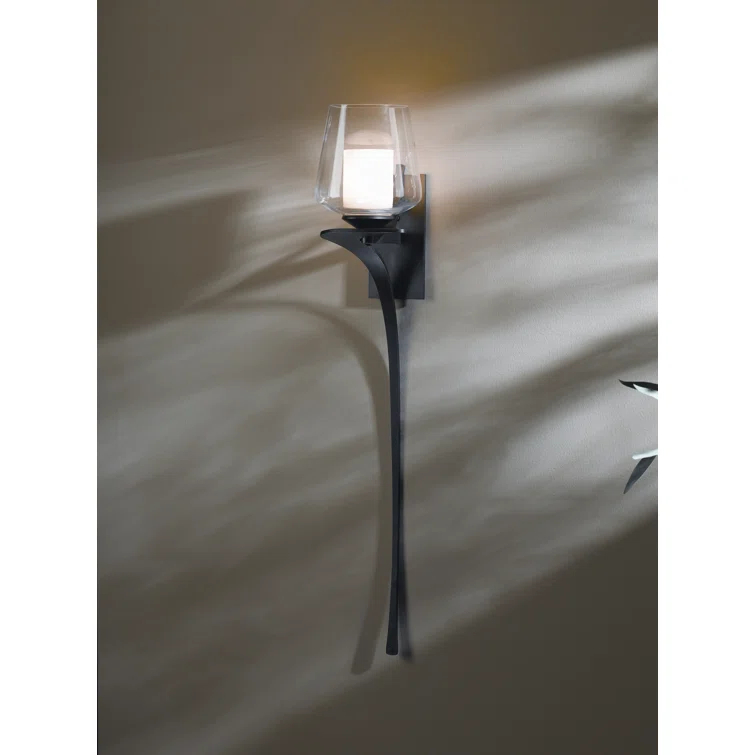 Antasia Dark Smoke 1-Light Sconce with Opal & Clear Glass
